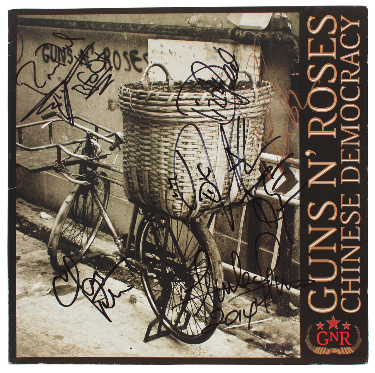 Guns N' Roses (6) Axl Rose +5 Signed Chinese Democracy Album Cover BAS  #AB77693