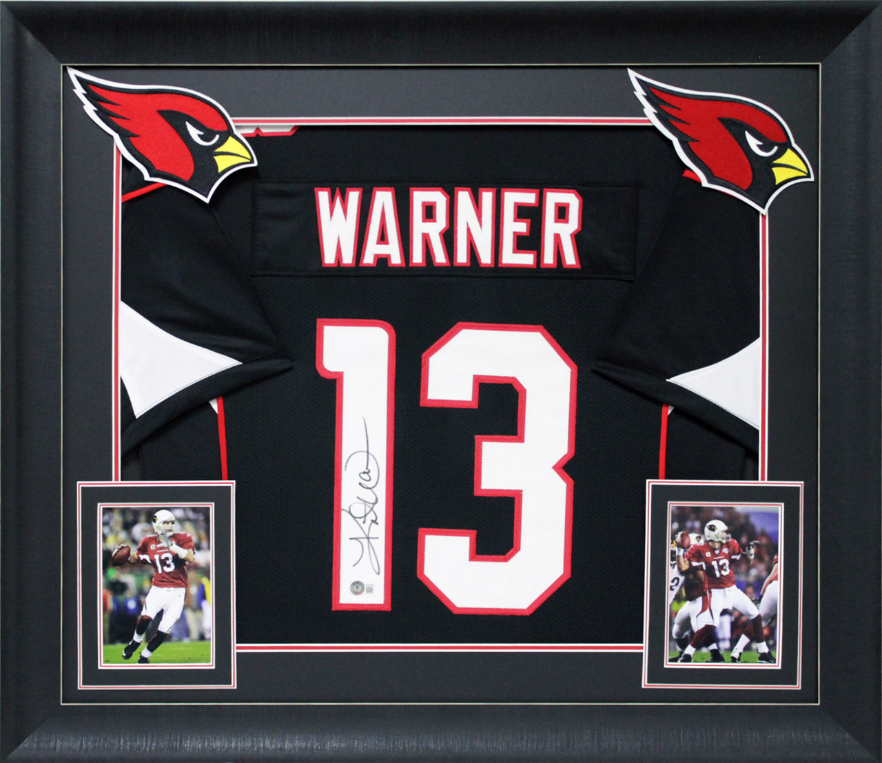 Kurt Warner Authentic Signed Black Pro Style Framed Jersey BAS