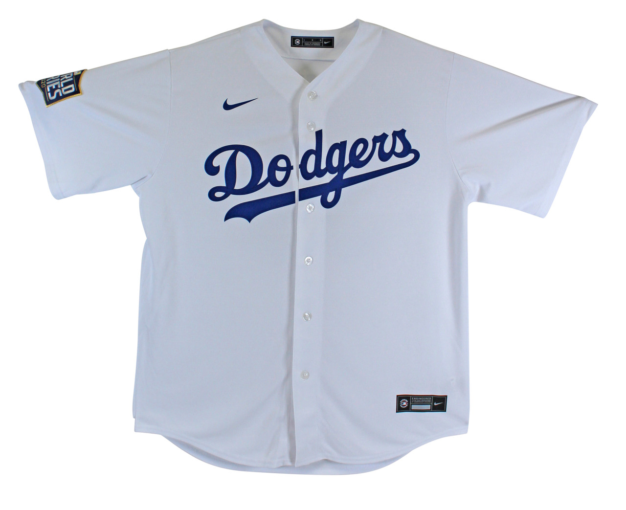 Press Pass Collectibles Dodgers Cody Bellinger 2020 WS Champs Signed White Nike Jersey w/ Patch Fanatics