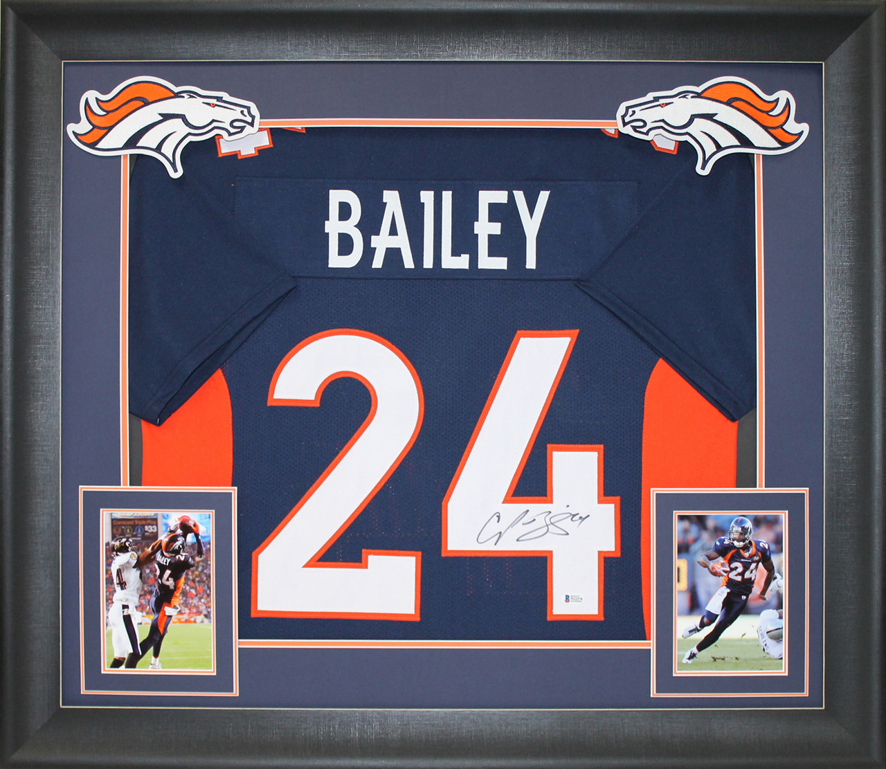 Broncos Champ Bailey Authentic Signed Navy Blue Framed Jersey BAS Witnessed