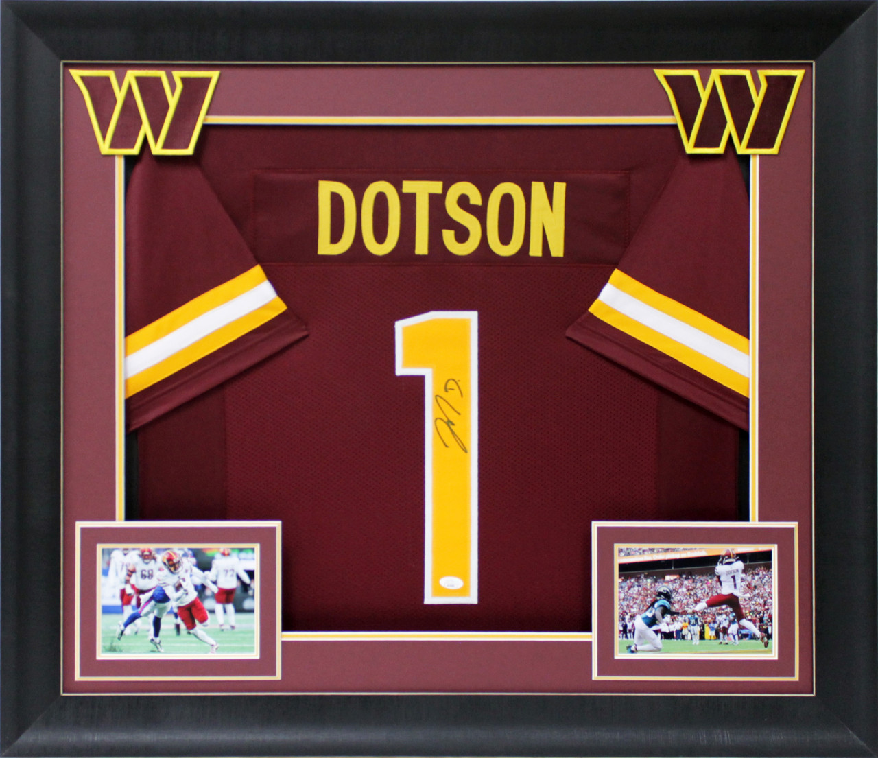 Jahan Dotson Authentic Signed Maroon Pro Style Framed Jersey w/ Yellow #'s  JSA