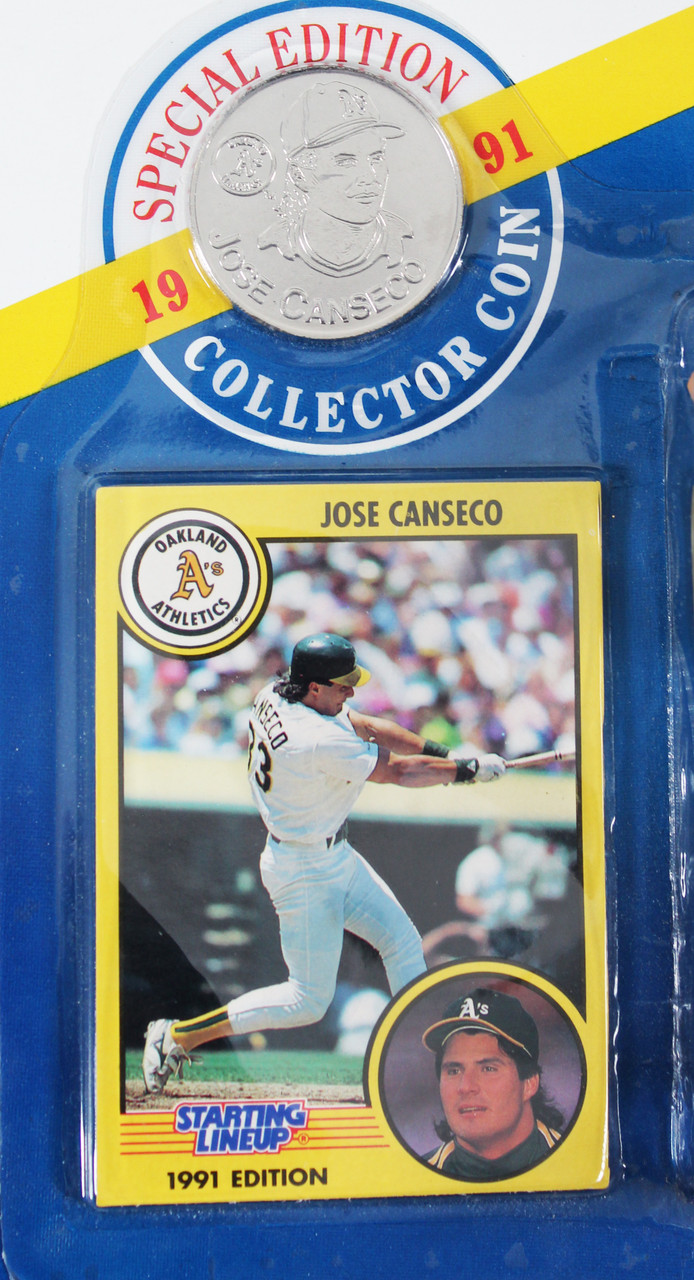 Press Pass Collectibles Athletics Jose Canseco Career Stat Signed White Majestic Jersey BAS #I87999