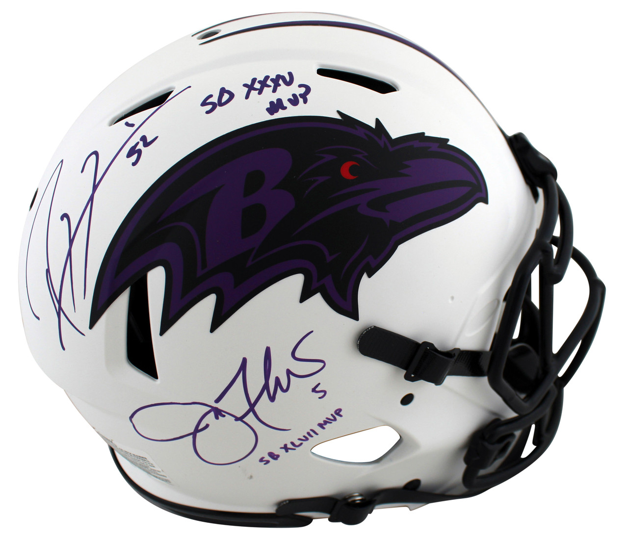 Ravens Ray Lewis & Joe Flacco MVP Signed Lunar F/S Speed Proline Helmet  BAS W