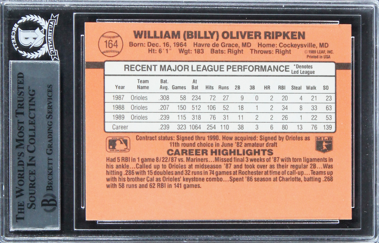 Orioles Billy Ripken Authentic Signed 1990 Donruss #164 Card BAS