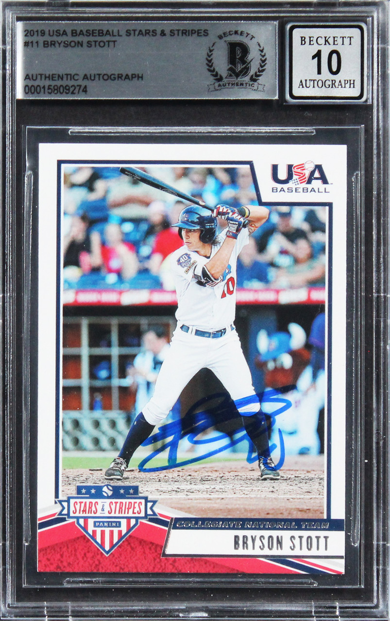 Bryson Scott Signed 2019 USA Baseball Stars u0026 Stripes #11 Card Auto 10! BAS  Slab