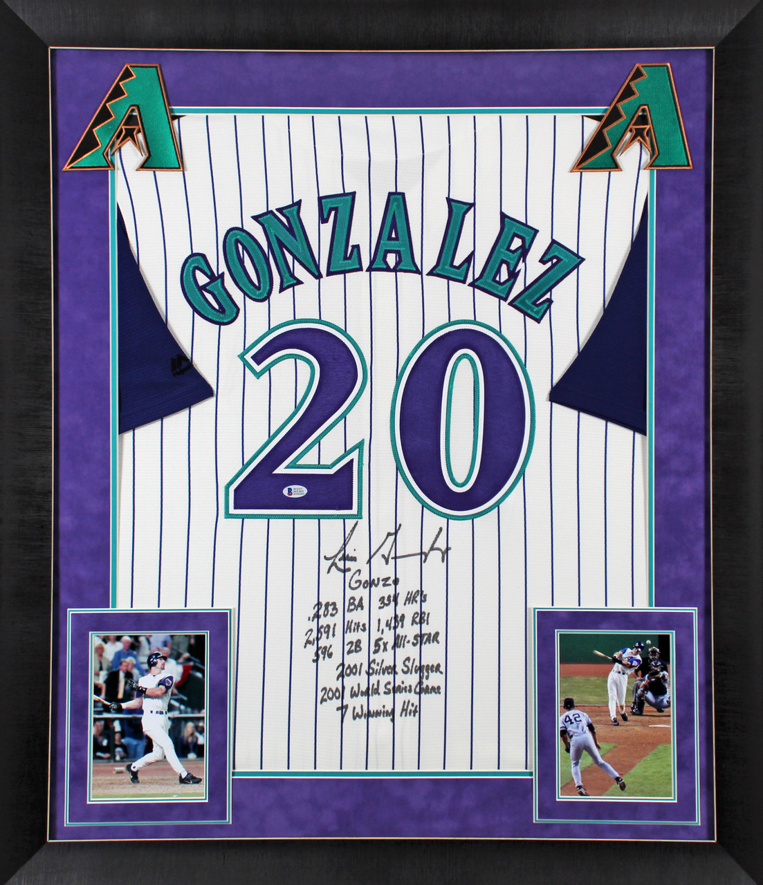 D-Backs Luis Gonzalez Career Stat Signed Majestic Coolbase