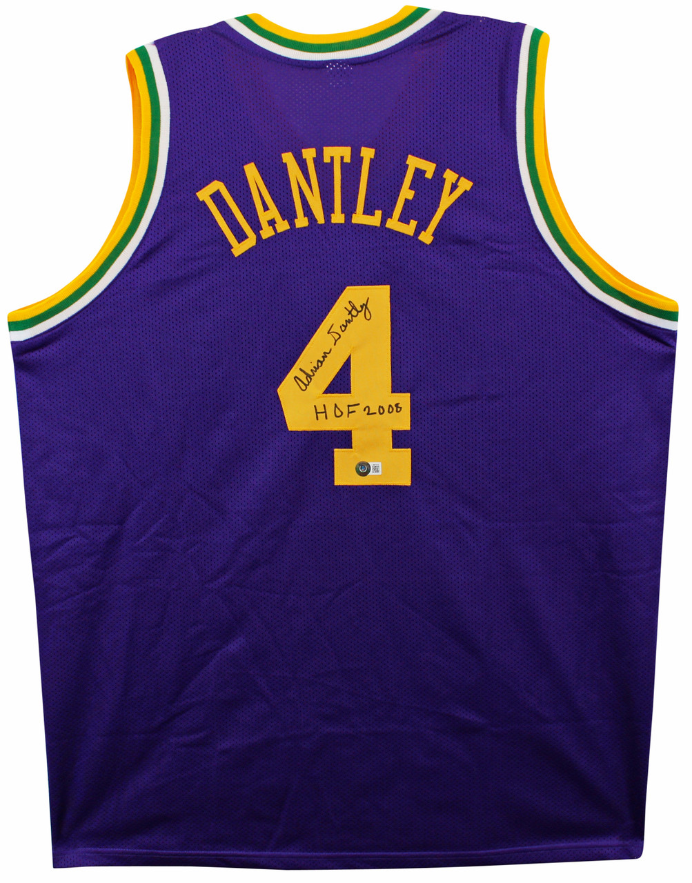 Press Pass Collectibles Adrian Dantley HOF 08 Authentic Signed Green Pro Style Jersey BAS Witnessed