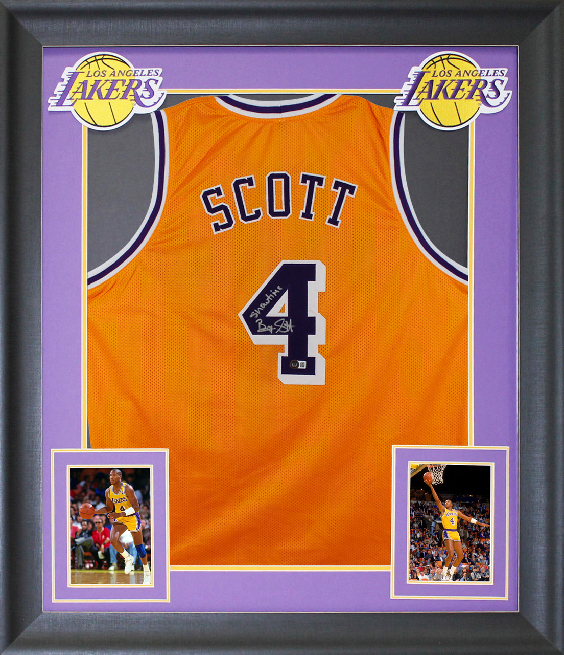 Byron Scott Showtime Authentic Signed Yellow Pro Style Framed Jersey BAS  Wit
