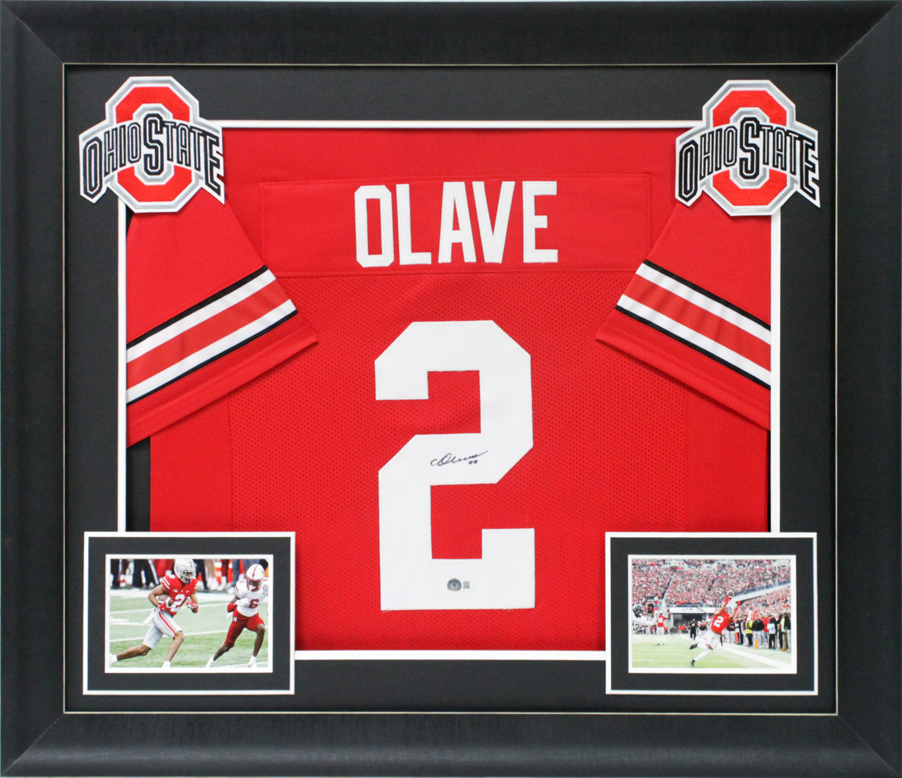 Ohio State Chris Olave Authentic Signed Red Pro Style Framed Jersey BAS  Witness