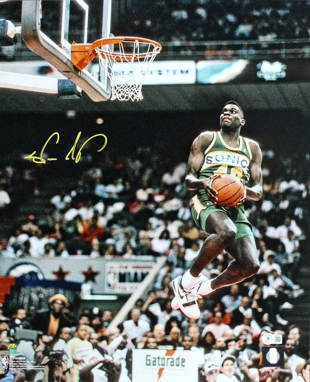 Shawn Kemp Autographed/Signed Jersey JSA COA Seattle Sonics Supersonics