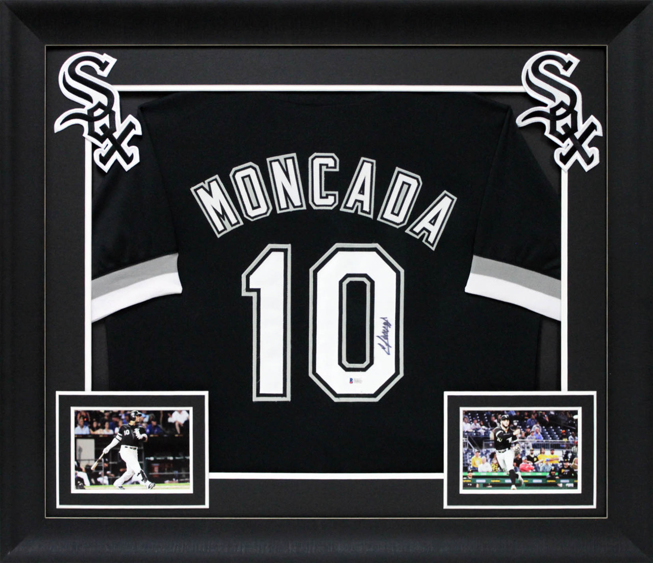 Yoan Moncada Authentic Signed Black Pro Style Framed Jersey Autographed BAS