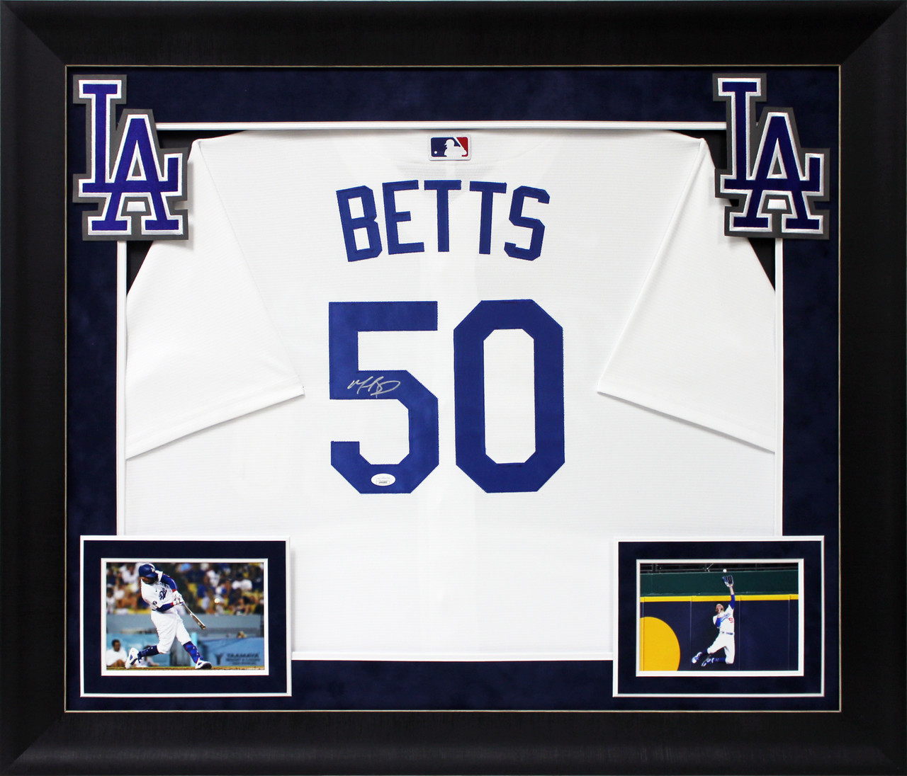 Dodgers Mookie Betts Signed White Majestic Cool Base Framed