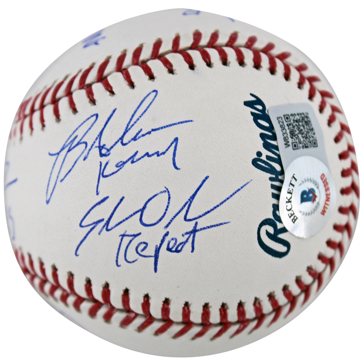 OML The Sandlot Babe Ruth Logo Baseball Signed by (6) With Tom Guiry,  Chauncey Leopardi, Shane Obedzinski, Marty York With Multiple Inscriptions  (Beckett COA)