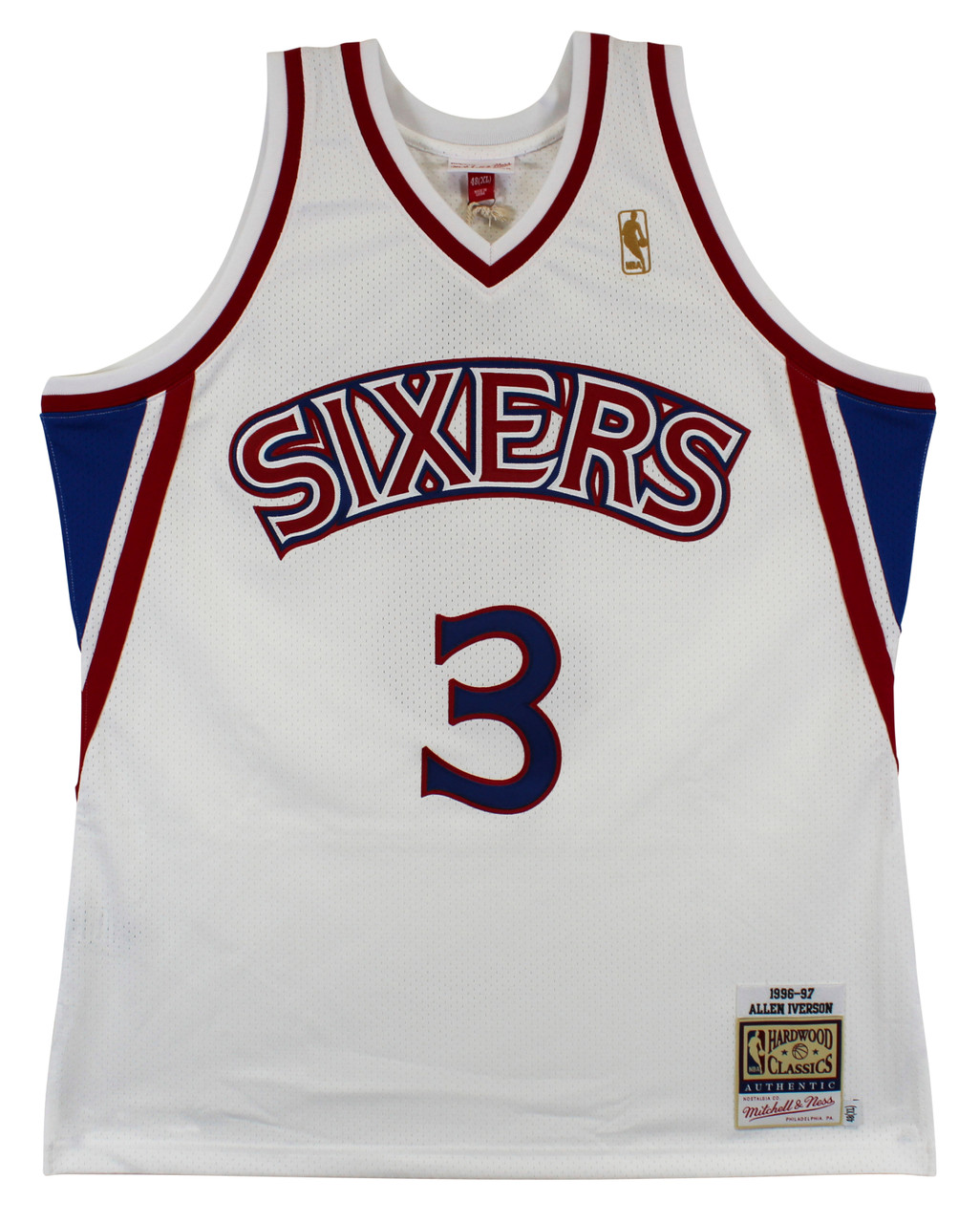 Press Pass Collectibles Nuggets Allen Iverson Authentic Signed White M&N HWC Swingman Jersey BAS Witness