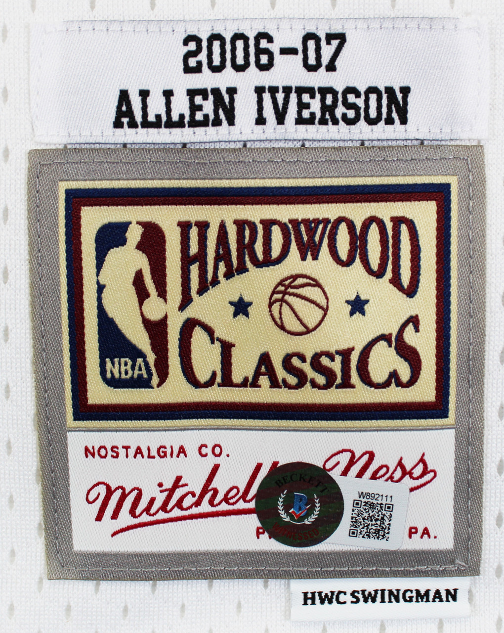Allen Iverson Autographed Denver Mitchell & Ness White Basketball Jersey  (XL) - BAS