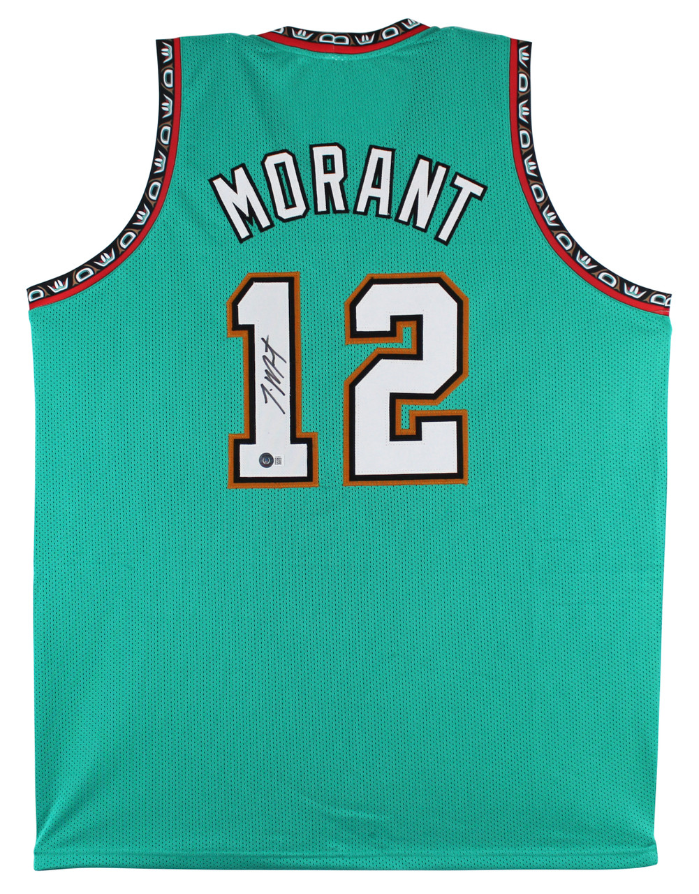 JA MORANT / AUTOGRAPHED GRIZZLIES TEAL BASKETBALL JERSEY / COA.