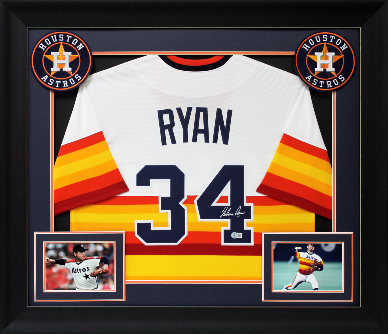 Nolan Ryan Autographed and Framed Rainbow Astros Jersey