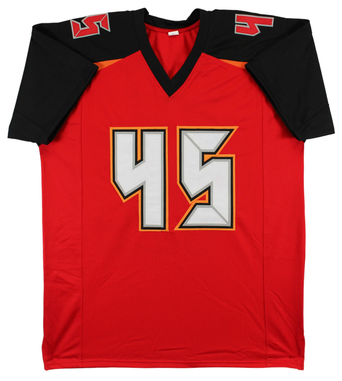 Press Pass Collectibles Devin White Signed Red Pro Style Jersey w/ Black Shoulder on #4 BAS Wit