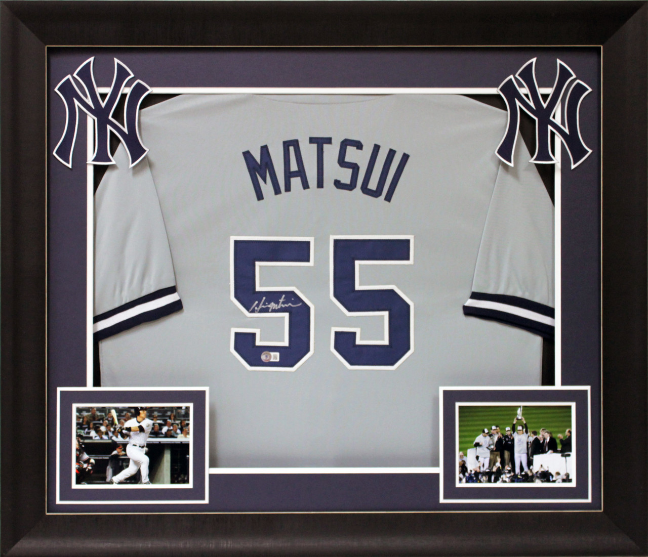 Hideki Matsui Authentic Signed Grey Pro Style Framed Jersey BAS Witnessed