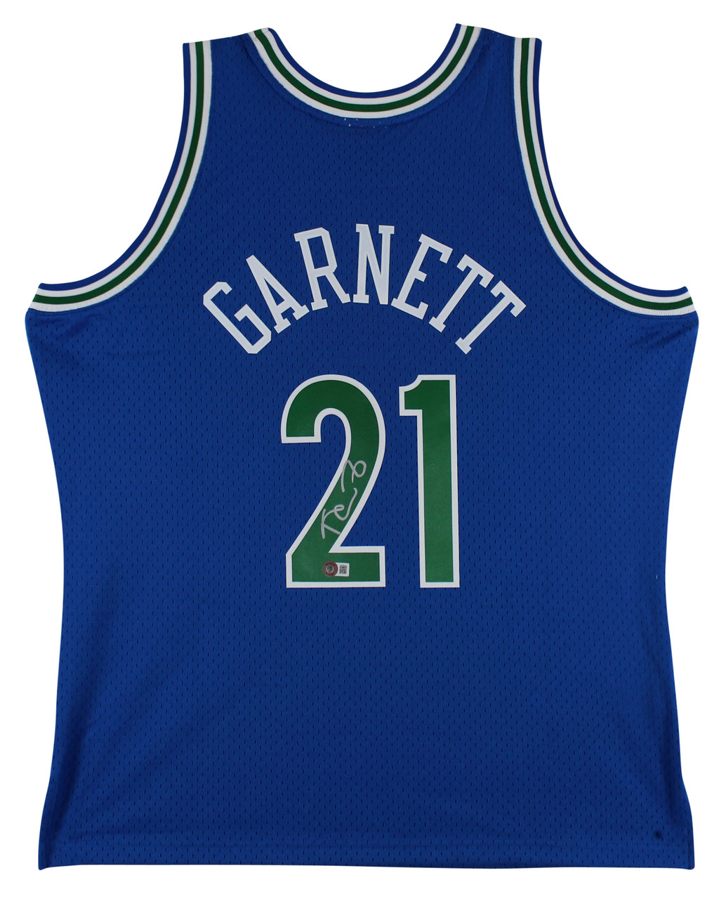 Timberwolves Kevin Garnett Signed Blue 2003-04 M&N HWC Jersey BAS Witnessed