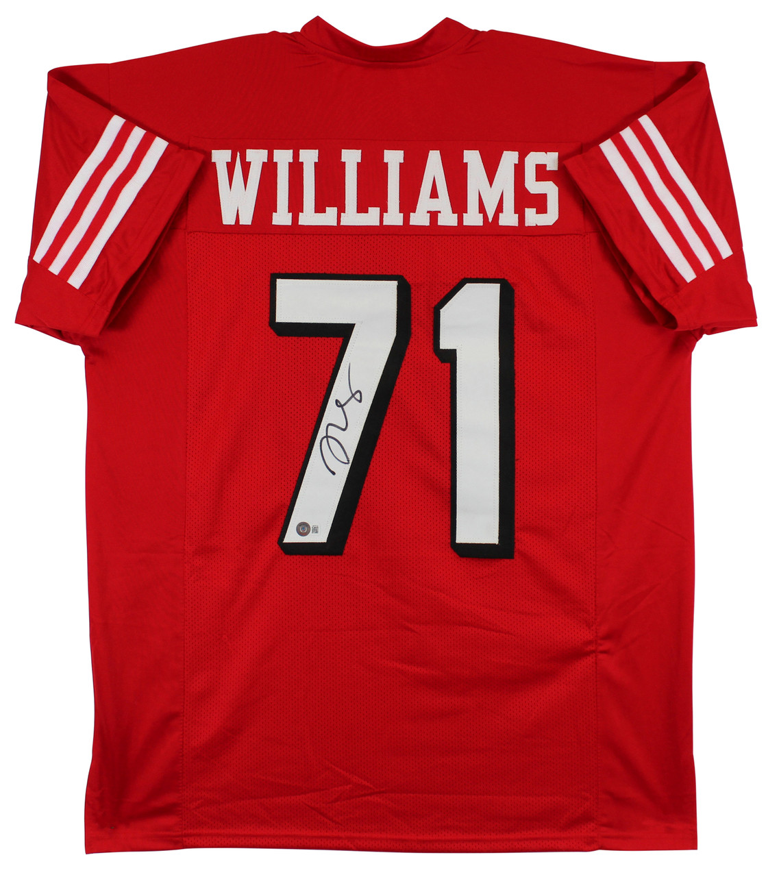 Press Pass Collectibles Trent Williams Authentic Signed Red Pro Style Jersey w/ Dropshadow BAS Witness