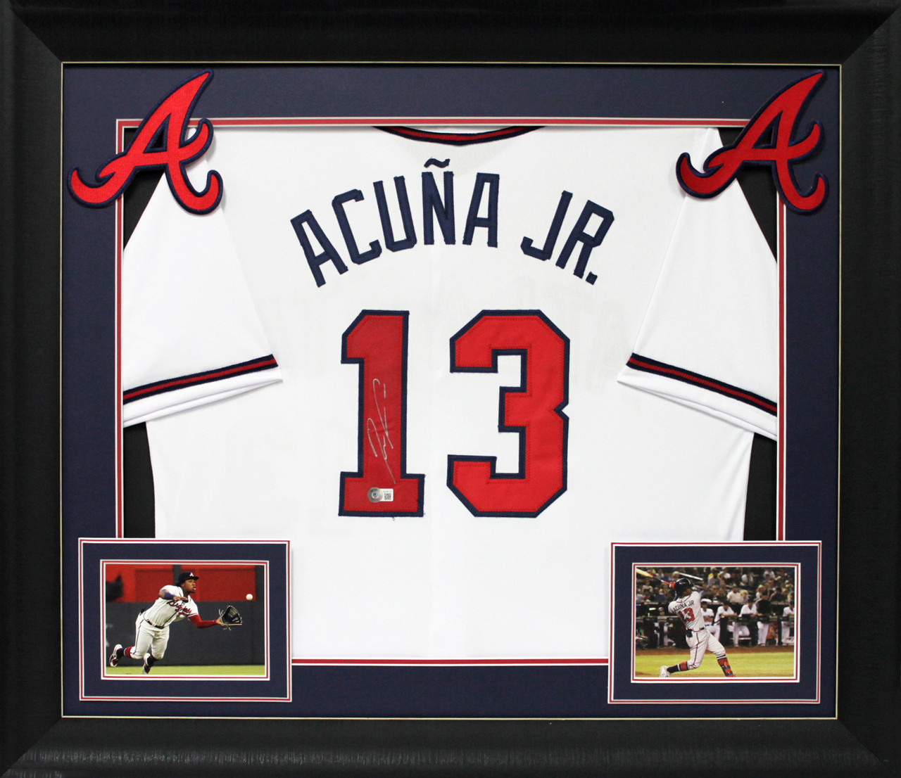 Ronald Acuna Jr. Authentic Signed White Pro Style Framed Jersey