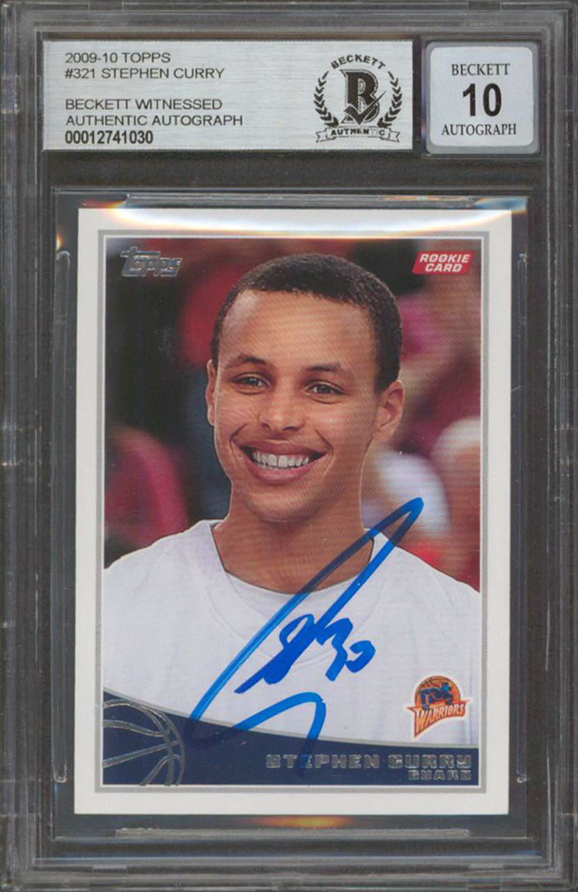 Warriors Stephen Curry Signed 2009 Topps #321 Rookie Card Auto Grade 10 BAS  Slab