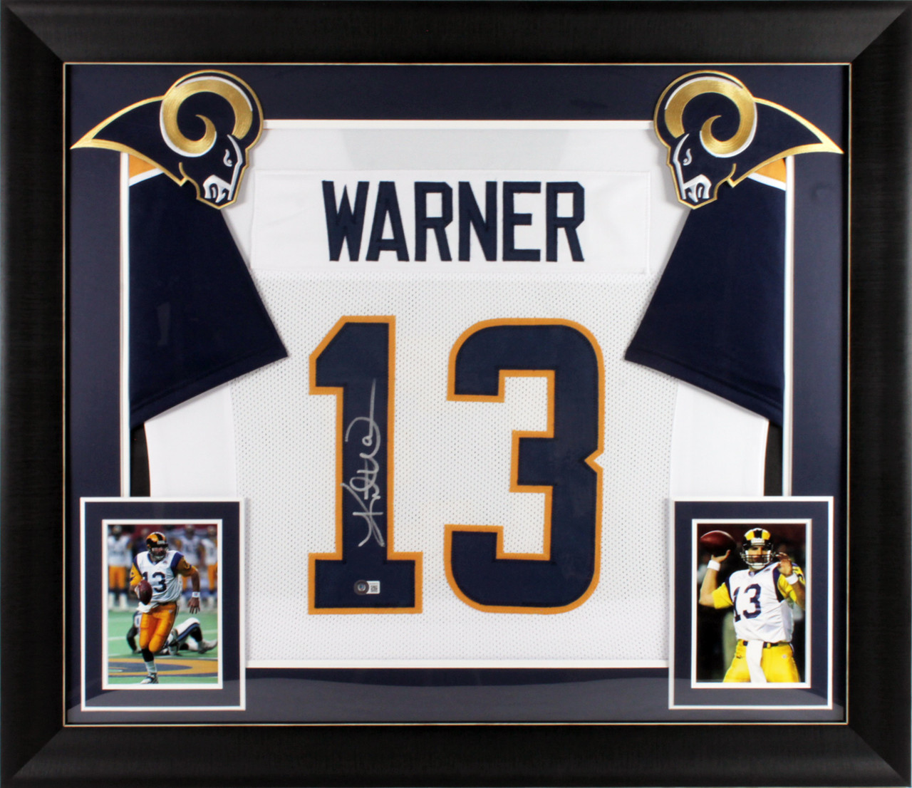 Kurt Warner Authentic Signed White Pro Style Framed Jersey BAS