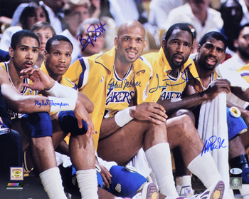 Showtime (5) Johnson, Jabbar, Worthy, Scott & Thompson Signed 16x20 Photo BAS 2