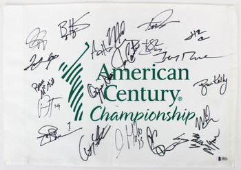 American Century (20) Goff, Peterson, Oshie, Rice Signed Pin Flag BAS #A88335