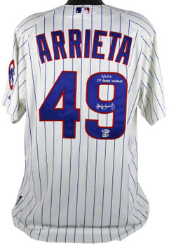 Cubs Jake Arrieta "9/16/14 1st Career Shutout" Game Used Jersey MLB & BAS