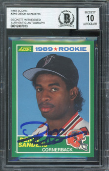 Yankees Deion Sanders Authentic Signed 1990 Score #40 Card BAS Slabbed