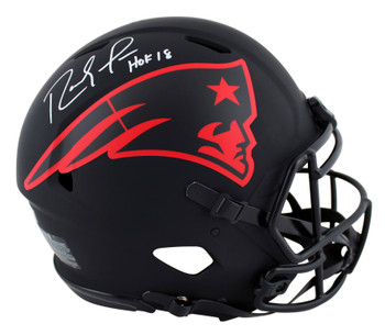 Patriots Randy Moss HOF 18 Signed Eclipse Full Size Speed Proline Helmet BAS Wit
