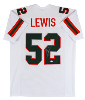 Miami Ray Lewis Authentic Signed White Pro Style Jersey Autographed BAS Witness