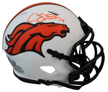 Broncos Courtland Sutton Authentic Signed Lunar Speed Mini Helmet BAS Witnessed