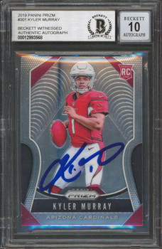 Cardinals Kyler Murray Signed 2019 Panini Prizm #301 RC Card Auto 10! BAS Slab