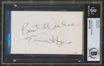 Bullets Elvin Hayes "Best Wishes" Authentic Signed 3x5 Index Card BAS Slabbed