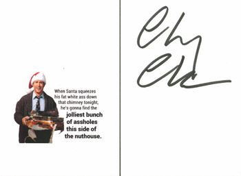 Chevy Chase Christmas Vacation Authentic Signed Greeting Card Holding Turkey BAS