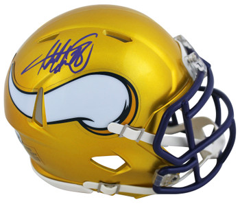 Vikings Adrian Peterson Authentic Signed Flash Speed Mini Helmet BAS Witnessed