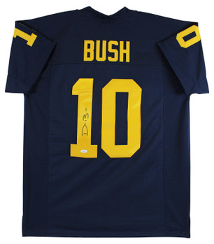 Michigan Devin Bush Authentic Signed Navy Blue Pro Style Jersey Autographed JSA