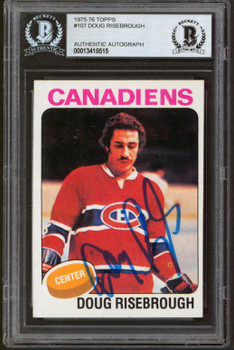 Canadiens Doug Risebrough Signed 1975 Topps #107 Rookie Card BAS Slabbed