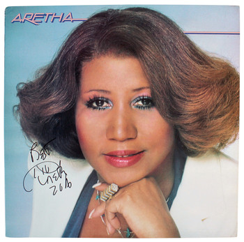 Aretha Franklin Best, 2016 Authentic Signed Self Titled Album Cover BAS #AB14379