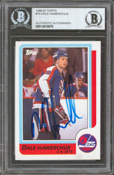Jets Dale Hawerchuk Signed 1986-87 Topps #74 Card Autographed BAS Slabbed