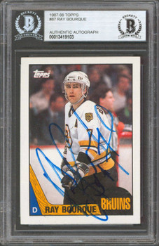 Bruins Ray Bourque Authentic Signed 1987-88 Topps #87 Card BAS Slabbed