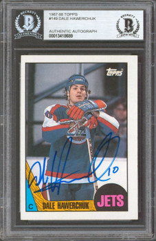 Jets Dale Hawerchuk Authentic Signed 1987-88 Topps #149 Card BAS Slabbed
