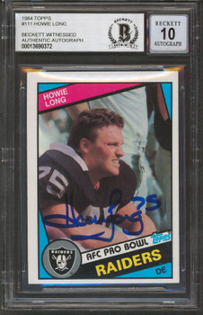 Raiders Howie Long Signed 1984 Topps #111 Rookie Card Auto Gem 10! BAS Slabbed