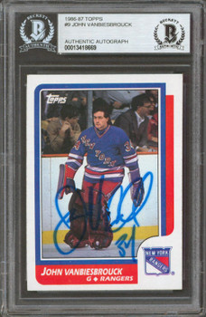 Rangers John Vanbiesbrouck Authentic Signed 1986 Topps #9 Card BAS Slabbed