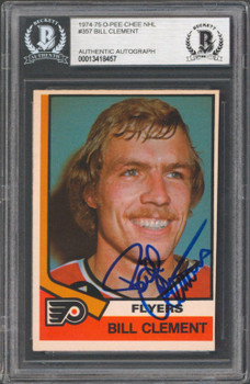 Flyers Bill Clement Authentic Signed 1974 O-Pee-Chee NHL #357 Card BAS Slabbed