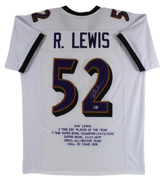 Ray Lewis Baltimore Ravens Autographed White Mitchell & Ness Authentic  Jersey