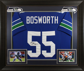 Press Pass Collectibles Brian Bosworth Authentic Signed Blue Pro Style Framed Jersey BAS Witnessed